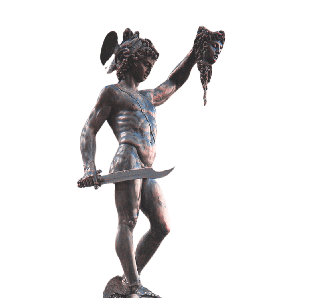 Cellini's statue of Perseus holding up the head of the Gorgon.